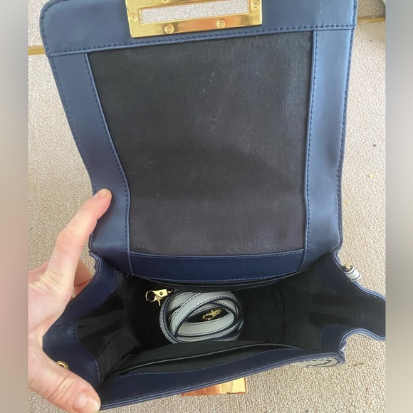 Zac Posen Eartha Iconic Top Handle Navy/White - Picture 8 of 15